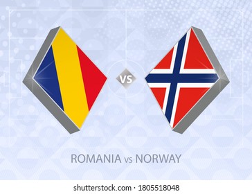 Romania vs Norway, vector blue soccer background.