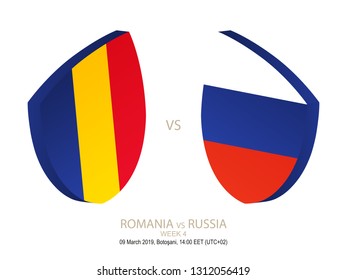 Romania vs Russia 2019 Rugby Competition. Vector illustration.