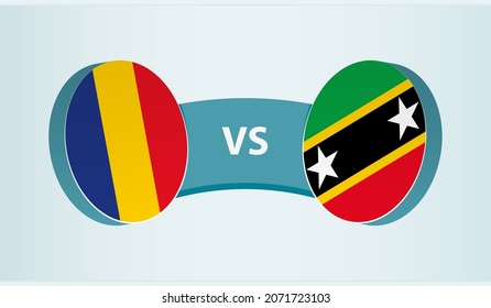 Romania vs Saint Kitts and Nevis, team sports competition concept. Round flag of countries.