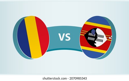 Romania vs Swaziland, team sports competition concept. Round flag of countries.