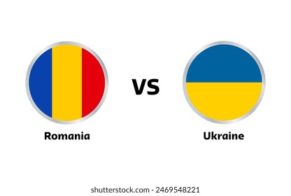 Romania vs Ukraine match , isolated on white background