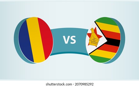 Romania vs Zimbabwe, team sports competition concept. Round flag of countries.