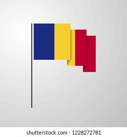 Romania waving Flag creative background
