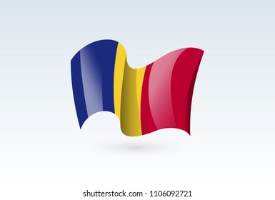 Romania waving flag vector icon, national symbol. Flag of Romania, fluttered in the wind - vector illustration isolated on white background.
