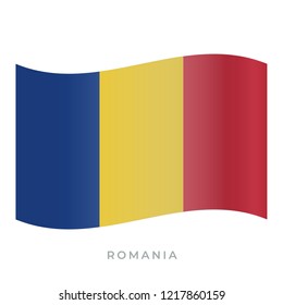 Romania waving flag vector icon. National symbol of Romania. Vector illustration isolated on white.