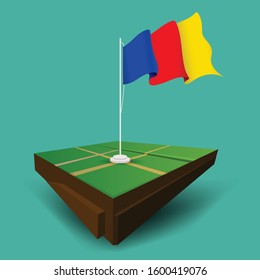 Romania waving vector flag on the soil