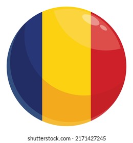 Romanian circle flag icon cartoon vector. Travel day. City travel