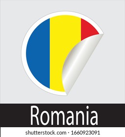 Romanian country flag sticker icon with white background