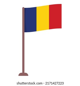 Romanian desktop flag icon cartoon vector. Romania map. Day travel