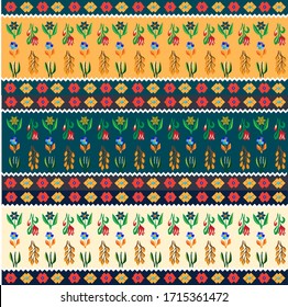 Romanian ethnic folk flower pattern. Different color variations.
