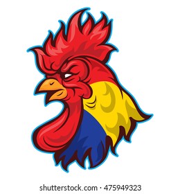 Romanian Flag Chicken Rooster Logo Design Vector Inspiration Isolated on White Background