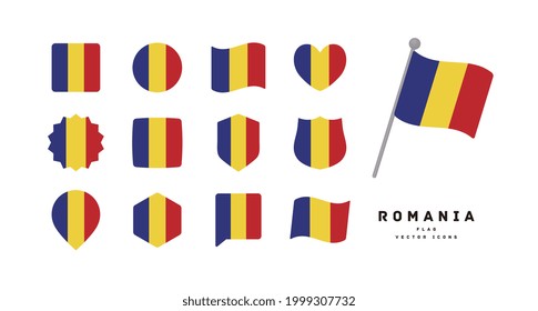 Icono de bandera rumana conjunto de ilustración vector