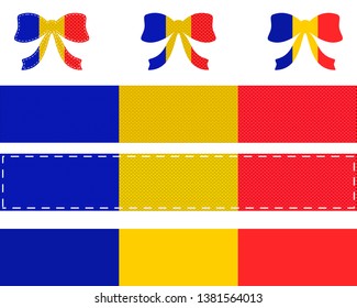 Romanian flag on ribbon and bow