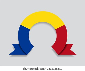 Romanian flag rounded ribbon abstract background. Vector illustration.