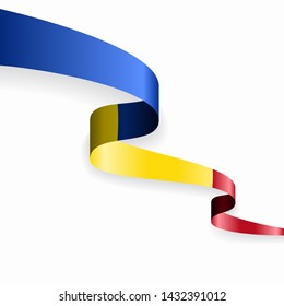 Romanian flag wavy abstract background. Vector illustration.