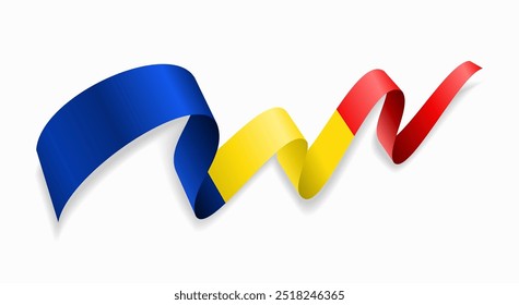 Fondo abstracto ondulado de la bandera rumana. Ilustración vectorial.
