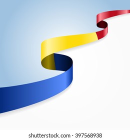 Romanian flag wavy abstract background. Vector illustration.