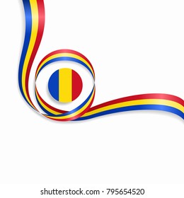 Romanian flag wavy abstract background. Vector illustration.