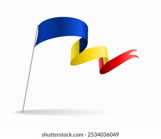 Romanian flag wavy background layout. Vector illustration.