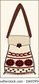 Romanian handicraft bag with folkloric motifs