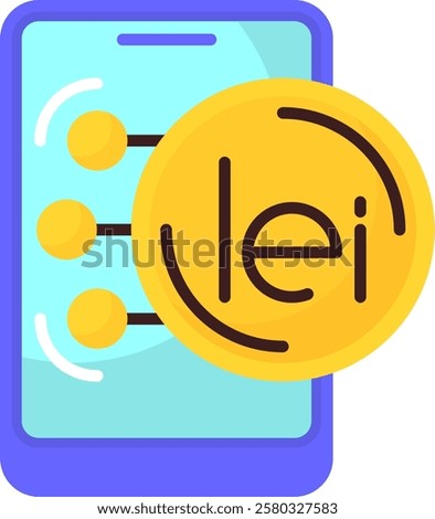 Romanian Leu Flat Style Icon Design