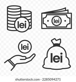 romanian leu icons set money icon vector image on transparent background (PNG).