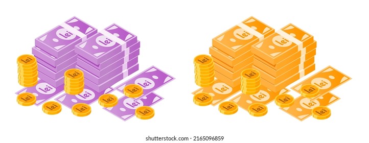 Romanian Leu Money Bundle and Coins 