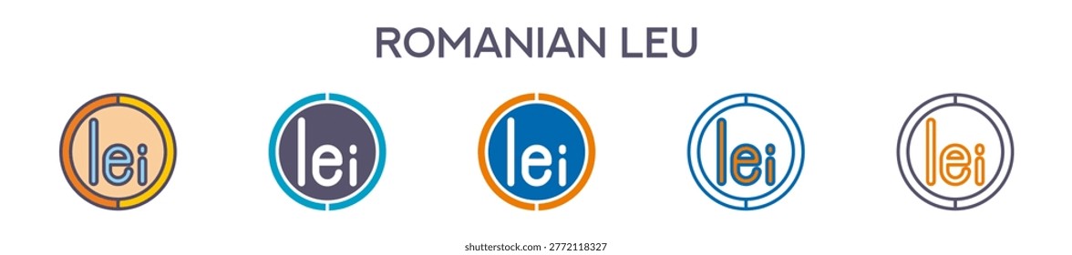 Romanian Leu Symbol Element For Design Graphic - Multi Styles