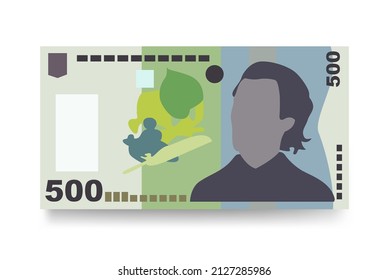 Romanian Leu Vector Illustration. Romania money set bundle banknotes. Paper money 500 RON. Flat style. Isolated on white background. Simple minimal design.