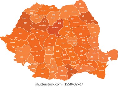 Romanian Map With Borders, Counties And Major Cities
