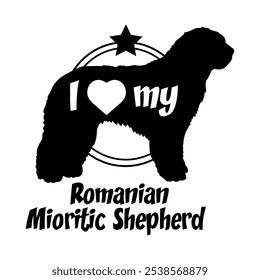  Romanian Mioritic Shepherd dog silhouette, i love my dog,  dog, dog breeds, logo, vector, silhouette, animal, illustration, icon, sign, black, pet,