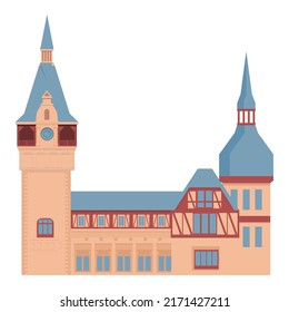 Romanian mountain church icon cartoon vector. Romania map. Landmark design