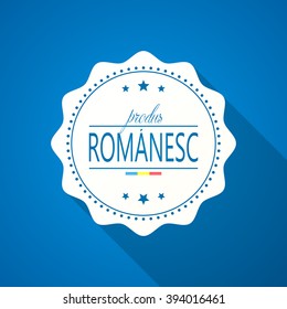 Romanian product vector cut out flat stamp over a blue background