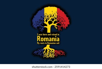 Romanian roots and symbolism: a tree with the Romanian flag, embodying national pride and love for nature	