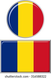Romanian round and square icon flag. Vector illustration Eps 8.