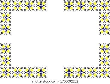 Romanian traditional frame vector image, yellow, blue and black