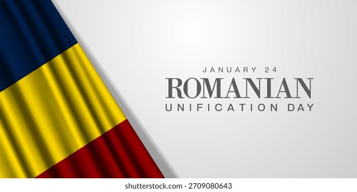 Dia da Unificação Romena. Bandeira romena. Ótimo para cartões, banners, cartazes, mídias sociais e muito mais. Fundo branco. 