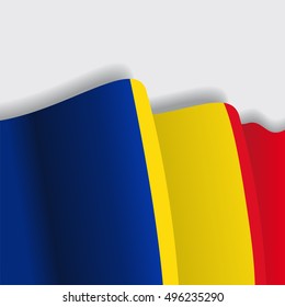 Romanian waving Flag. Vector illustration.