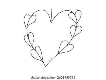Romanic frame. One line drawing vector illustration.