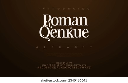 Romanqenku premium luxury elegant alphabet letters and numbers. Elegant wedding typography classic serif font decorative vintage retro. Creative vector illustration