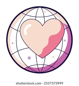 Romantic 3D Heart in Globe Vector.