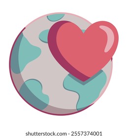Romantic 3D Heart in Globe Vector.