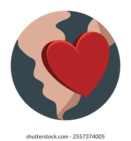 Romantic 3D Heart in Globe Vector.