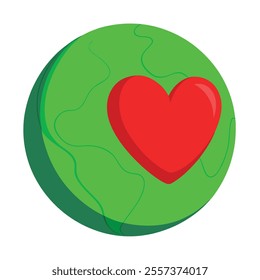 Romantic 3D Heart in Globe Vector.