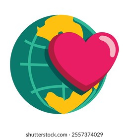 Romantic 3D Heart in Globe Vector.