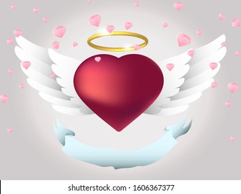 Romantic 3d print. Love. Vector illustration isolated on gray background.