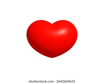 Romantic 3D Red Heart Symbol for Valentines Day, greeting card, love message, romantic chat, digital sticker, wedding decoration, anniversary gift design, and emotional icon. Vector Illustration.