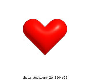 Romantic 3D Red Heart Symbol for Valentines Day, greeting card, love message, romantic chat, digital sticker, wedding decoration, anniversary gift design, and emotional icon. Vector Illustration.