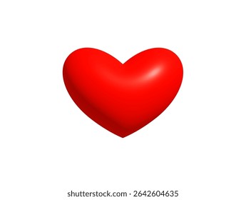 Romantic 3D Red Heart Symbol for Valentines Day, greeting card, love message, romantic chat, digital sticker, wedding decoration, anniversary gift design, and emotional icon. Vector Illustration.
