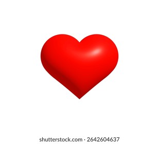 Romantic 3D Red Heart Symbol for Valentines Day, greeting card, love message, romantic chat, digital sticker, wedding decoration, anniversary gift design, and emotional icon. Vector Illustration.